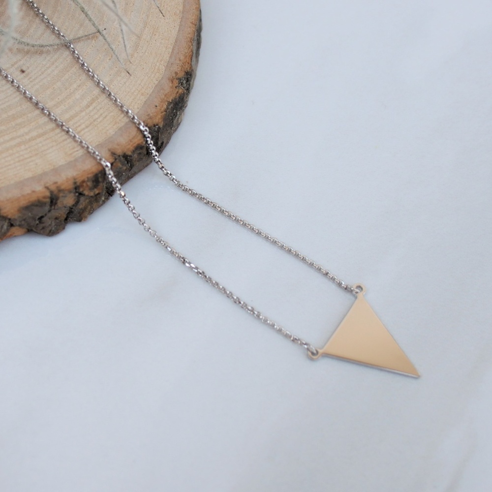 Minimalist Triangle Pendant Silver Necklace